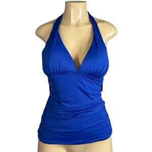 Lauren Ralph Lauren Beach Club Solids Halter Tankini Top Sapphire Blue SZ Large